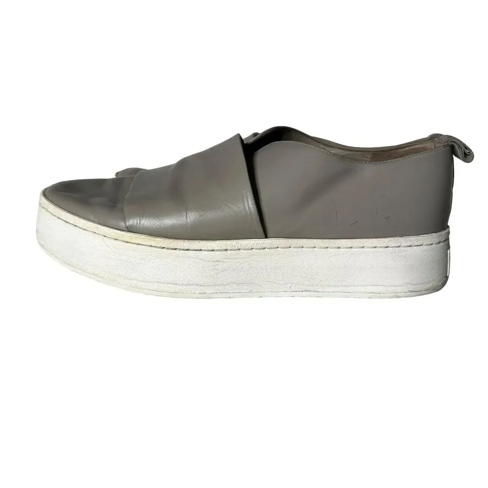 Vince Women's Platform Sneakers Size 9 Wallace Leather‎ Gray Slip On Shoes